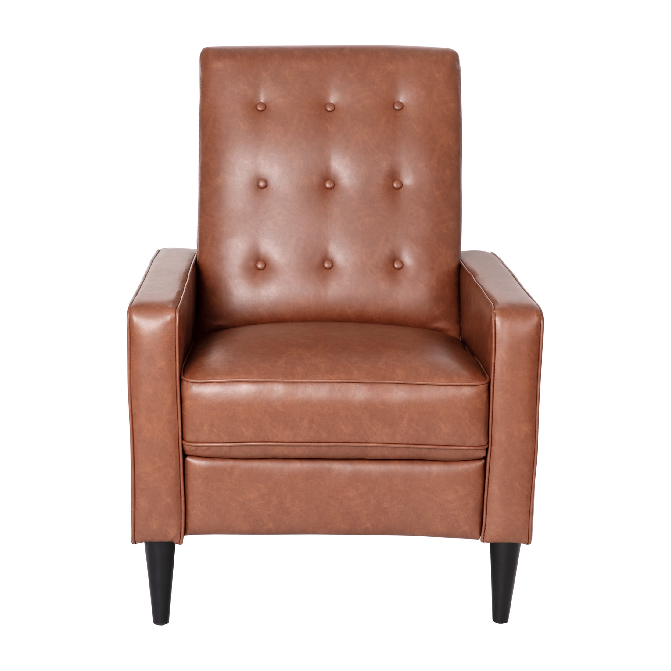 Flash Furniture Erza LeatherSoft Button Tufted Modern Pushback Recliner, Cognac Brown
