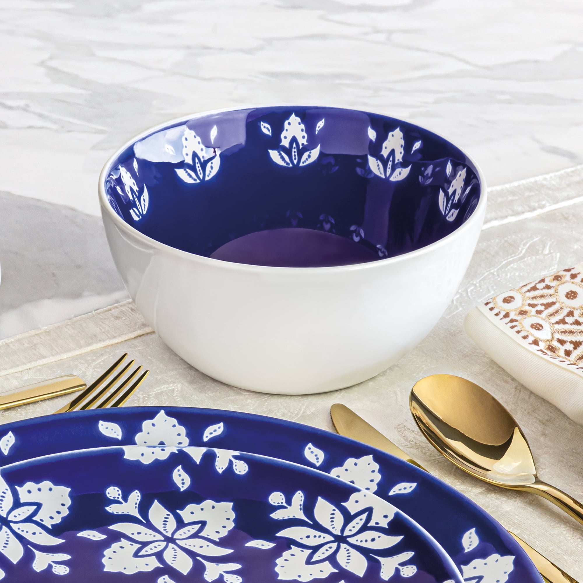 Sofia Home 4 Pack Indigo Stoneware Round Bowls by Sofia Vergara