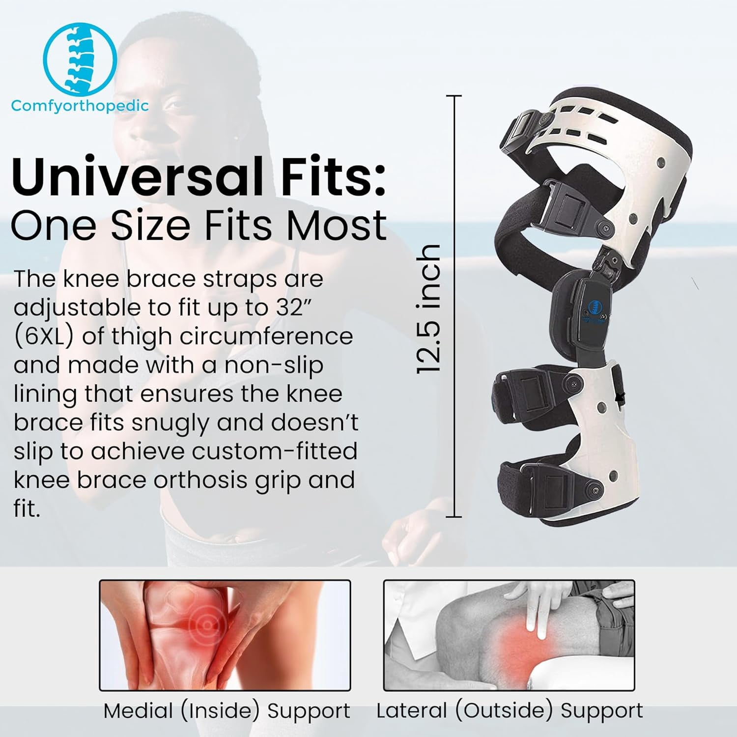 Comfyorthopedic Upgraded OA Medial Unloader Knee Brace for Men and Women Osteoarthritis & Arthritis Pain Support, Bone on Bone Valgus Varus Joint Offlaoder L1851 L1843 (Left)
