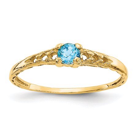 - 14K Yellow Gold Madi K 3 MM Blue Topaz December Birthstone Baby Ring, Size 3