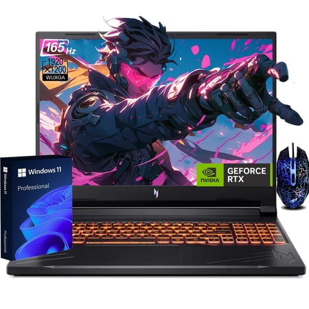 acer Nitro V 16" Gaming Laptop, AMD Ryzen 7 8845HS Octa-Core AI Capable Processor,NVIDIA RTX 4060,16:10 WUXGA IPS 165Hz Display,64GB DDR5 RAM,2TB Gen 4 SSD,WiFi 6E,Backlit Keyboard,Windows 11 Pro