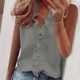 thumbnail image 2 of Women's Sleeveless Peplum Tank - Ruffle Hem Summer Top, Flowy Casual V-Neck Shirt (S-XXXL, 6 Colors) | Yubnlvae (Grey | S), 2 of 5