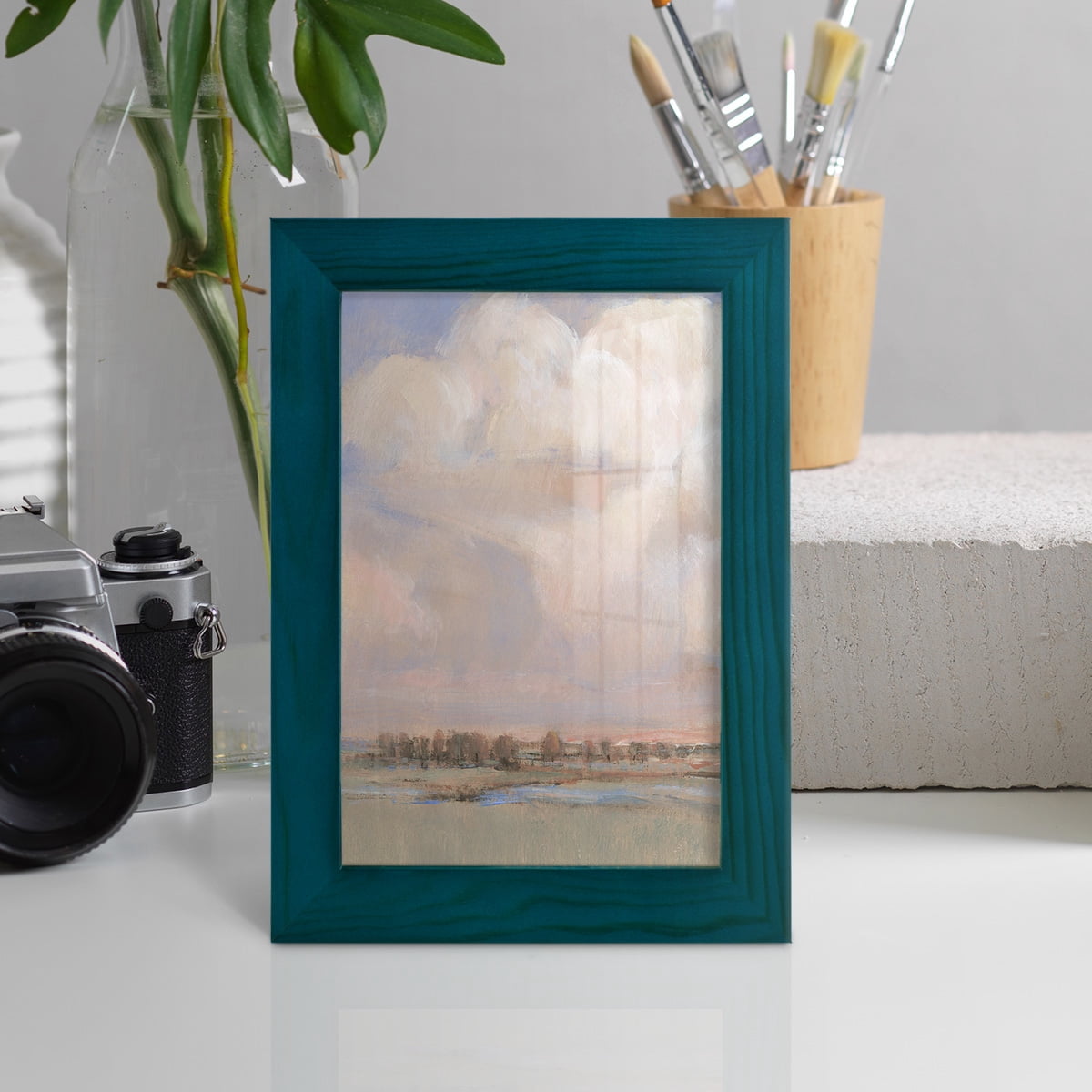 Billowing Clouds II - Framed Print w/glass - Ocean Blue