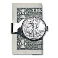 thumbnail image 4 of Coin Money Clip - Silver Walking Liberty Half Dollar Brass Moneyclip Layered in Silver-Tone Rhodium Holds Currency, Credit Cards, Cash Genuine U.S. Coin Certificate of Authenticity, 4 of 6