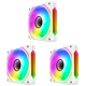 thumbnail image 3 of 3Pcs PC Radiator 5V 3PIN ARGB 12V 4PIN PWM 120mm Luminous Case Fan (Reverse White), 3 of 8