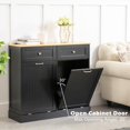 thumbnail image 7 of Double Tilt Out Trash Cabinet with Charging Station, Upgrade Wooden Free Standing Trash Cabinet with Outlet, Recycling Cabinet with Hideaway Drawer, 20 Gallon Tilt Out Trash Cabinet(Black), 7 of 7