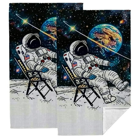 

ARISTURING Funny Astronaut Sitting in Space Kitchen Towels Dish Towels Dishcloth Outer Space Universe Fantasy Galaxy Boy Absorbent Drying Cloth Hand Towels Tea Towels for Bathroom 27.5*16in