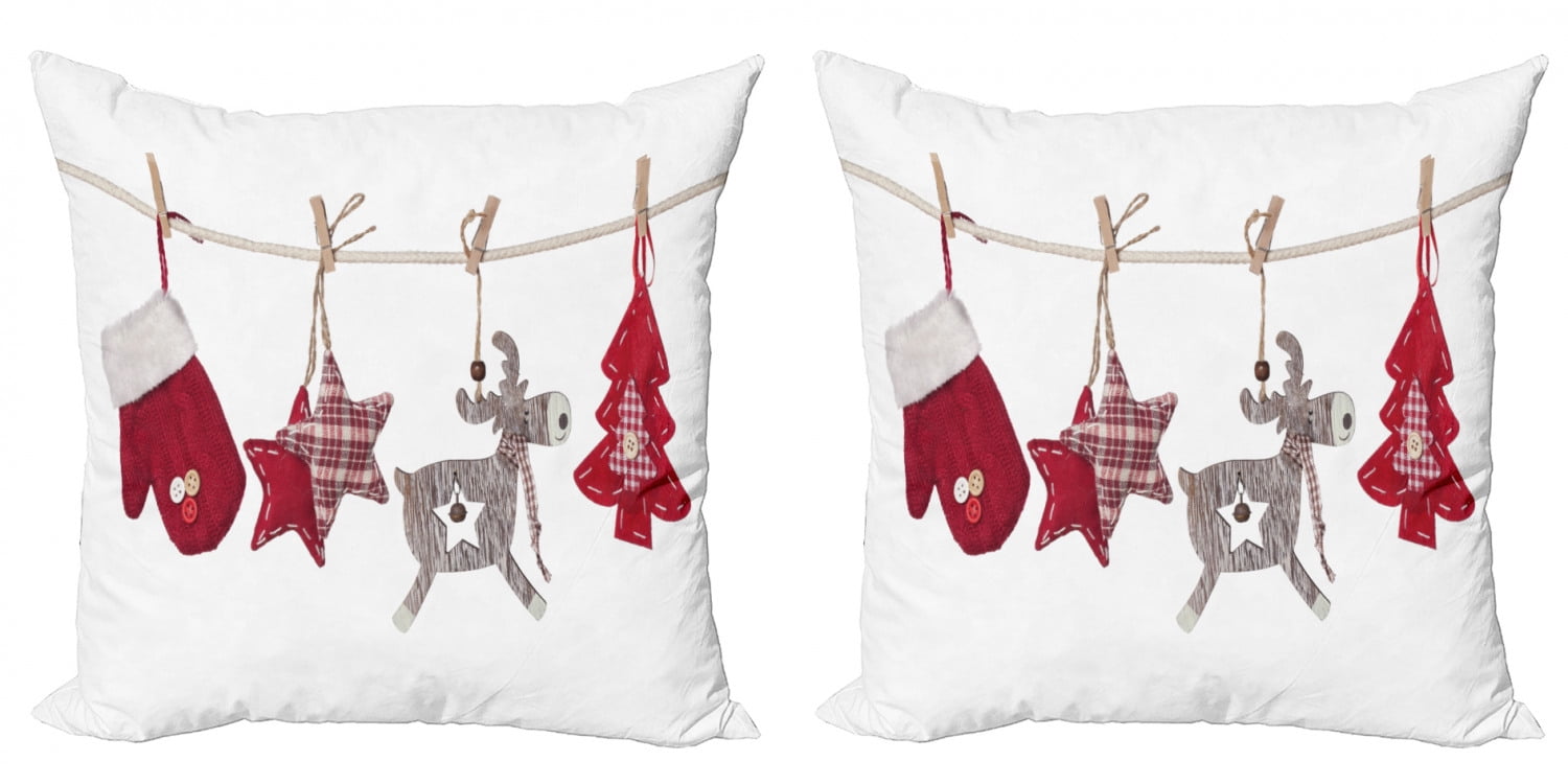 Christmas Throw Pillow Cushion Cover Pack of 2, Traditional Xmas