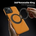 thumbnail image 6 of Allytechgroup Magnetic Case for iPhone 14, Built-in Invisible 360° Rotatable Kickstand, Compatible with MagSafe, PU Leather Slim Shockproof Protective Phone Case Cover, Orange, 6 of 7