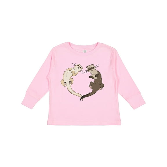 Inktastic Cute Ferret Heart Boys or Girls Long Sleeve Toddler T-Shirt