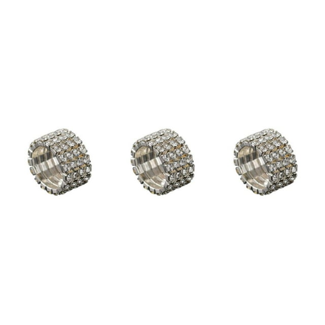 Thinsony Classy Inlaid Ring Sturdy Alloy With Dazzling Accents And Exquisite silver 4 rows 3Set