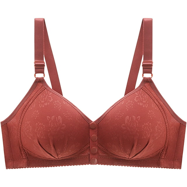 UNITWRY Plus Size Wireless Bra for Women's Solid Color Deep-V Without Underwire Adjustable Straps Bras Push-Up Full Coverage Comfortable Support Front Closure Bras