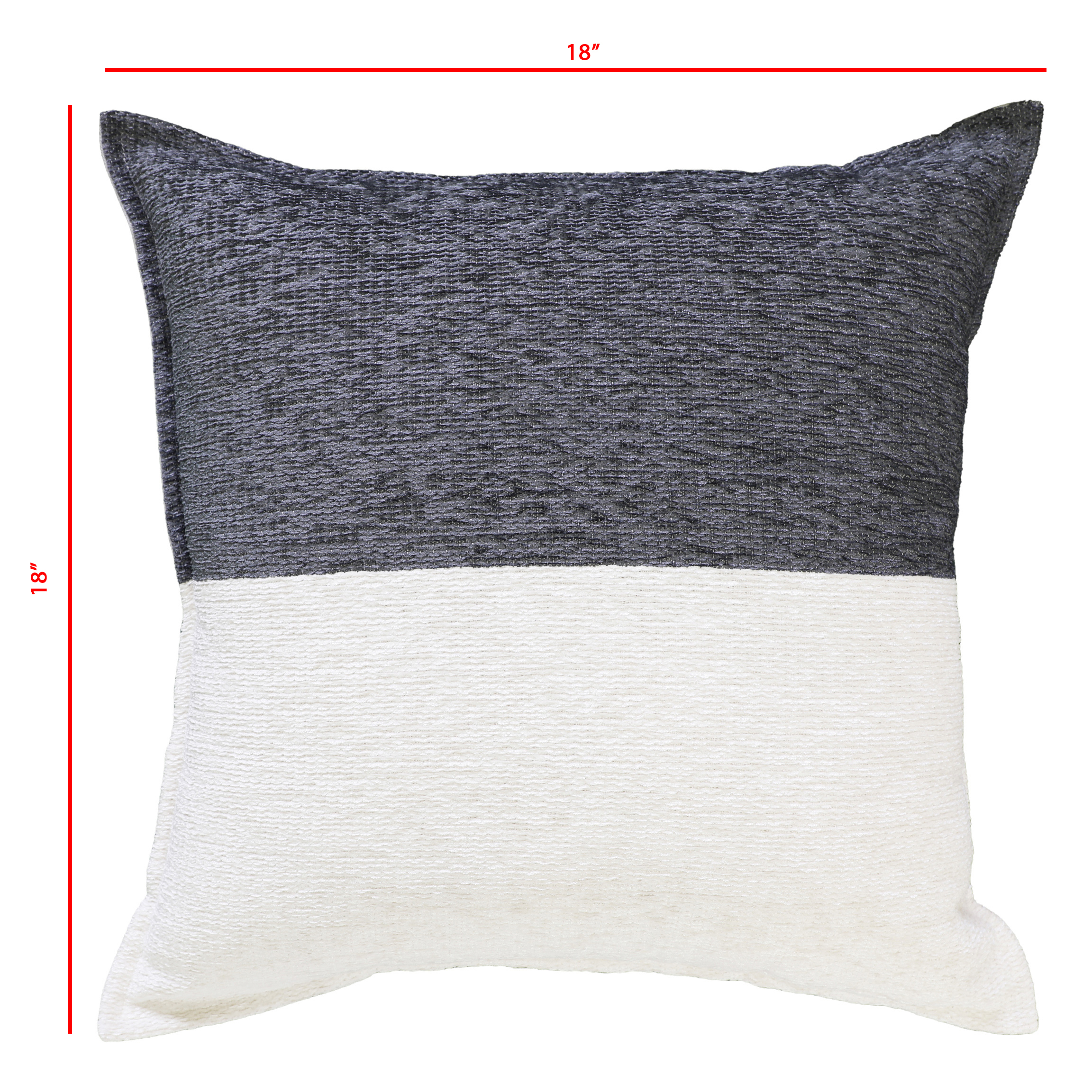 Mainstays 18 in x 18 in Grey Two-Tone Square Decorative Throw Pillow, Polyester Chenille and Cotton