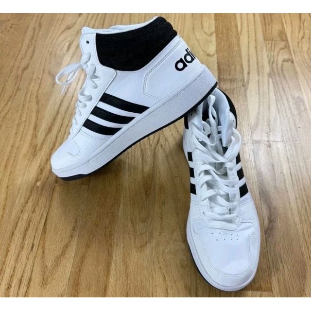 Adidas Hoops 2.0 Mid Sneakers Shoes Men's Size 10 FY8617 White Black