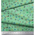 thumbnail image 2 of Soimoi Green Rayon Fabric Coke,Film Reel & Mask Modern Style Print Fabric by Yard 42 Inch Wide, 2 of 3