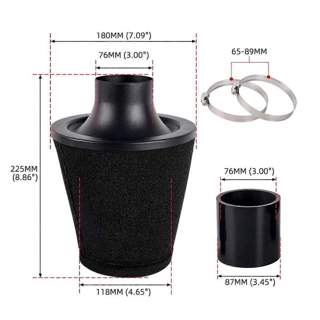 Car Universal 70mm Air Filter Kit Mushroom Style Filter Car Modified Parts