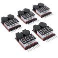 thumbnail image 1 of 5 Pcs 2-in-1 Lipo Battery Low Voltage Alarm Checker 1-8s Battery Monitor Buzzer with LED Indicator Battery Voltage Detector for Li-ion/LiMn/Li-Fe, 1 of 5