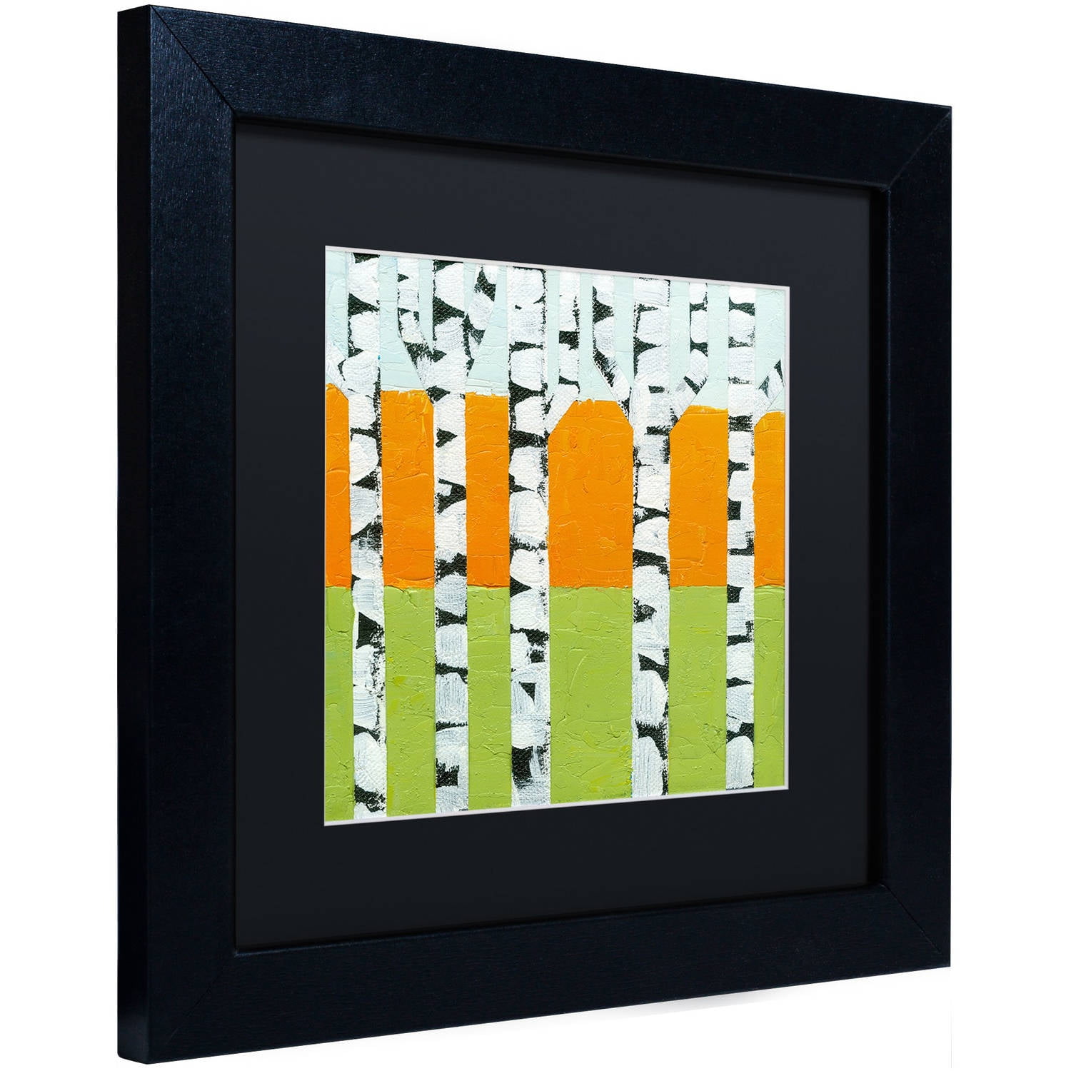Trademark Fine Art "Seasonal Birches - Spring" Canvas Art by Michelle Calkins, Black Matte, Black Frame
