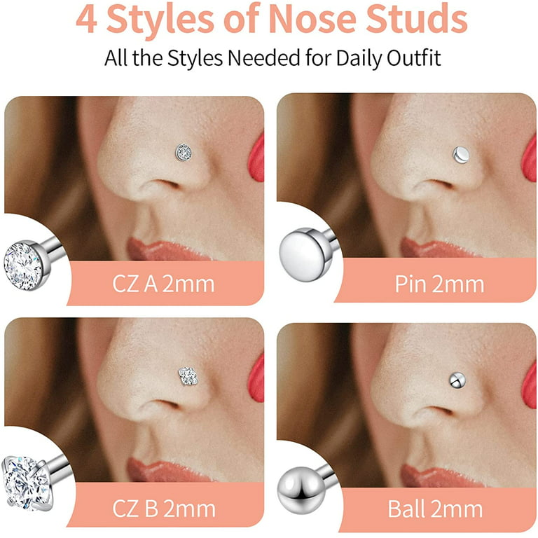  AllerPierce 20G Gold Nose Rings Sets Bone Screw L Shaped Nose  Studs Tragus Cartilage Nose Ring Hoop Stainless Steel Nose Piercing Jewelry  for Women Men : Clothing, Shoes & Jewelry