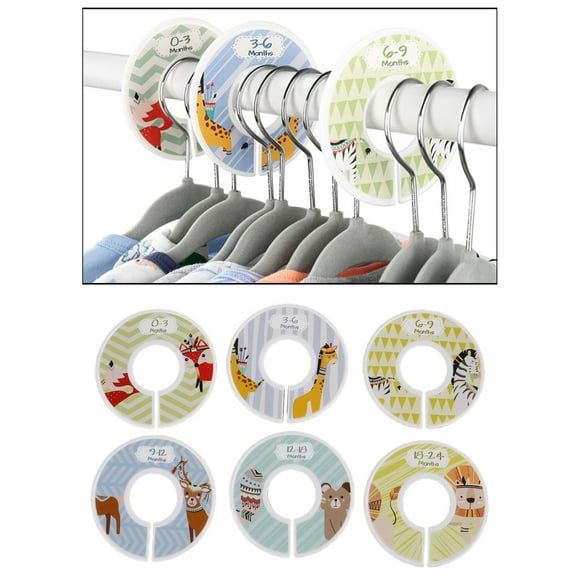 Ropa de bebé, armario, estante, divisores de tamaño, ropa redonda, tamaños, res, anillos, perchas B 6pcs con tamaños Colcomx Divisores de tamaño de ropa