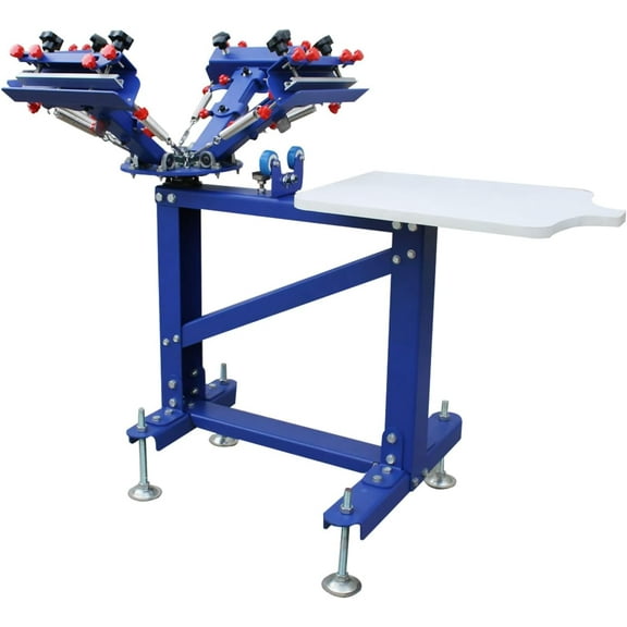 EQCOTWEA Floor Type 4 Color 1 Station Screen Printing Press Machine Screen Printer Floor Type Micro-Adjust for DIY T-Shirt