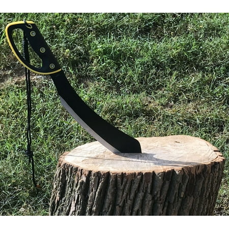 Snake Eye Tactical Full Tang Yellow 2 Tone Handle Fixed Blade Machete w/ Sheath