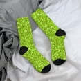 thumbnail image 5 of Hirioo Lime green glitter Pattern Adult Middle Tube Socks Breathable Sock Non-Pilling,Contrasting Color Design, 5 of 6