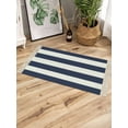 thumbnail image 3 of Simple Horizontal Stripes Line Bath Rug 2x3ft Woven Bathroom Entryway Runner Rug, Washable Living Room Hallway Bedroom Kitchen Carpet with Tassels, Non-Shedding Indoor Outdoor Throw Doormat, 3 of 5