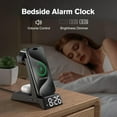 thumbnail image 3 of 4 in 1 Wireless Charging Station Alarm Clock, Charging Dock for Apple Devices, Charger Stand for iPhone 17 16 15 14 13 12 11 Pro Max for Apple Watch 10/9/8/7/6/5/UItra & AirPods, Dimmable, 3 of 7