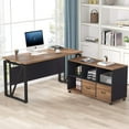 thumbnail image 4 of Tribesigns 2 Drawers Lateral File Cabinets Letter Size, 43 inches Mobile Filing Cabinet Printer Stand Office Cabinet with Wheels and Open Storage Shelves for Home Office,Wood, Rustic &Black Finish, 4 of 6