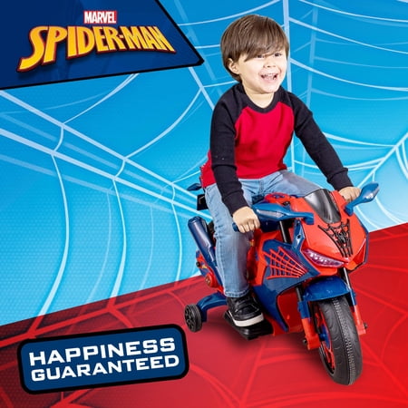 SPIDER-MAN 6V SPIDERMAN MOTORCYCLE, BATTERY RIDE ON TOY, FOR KIDS, AGES 3+