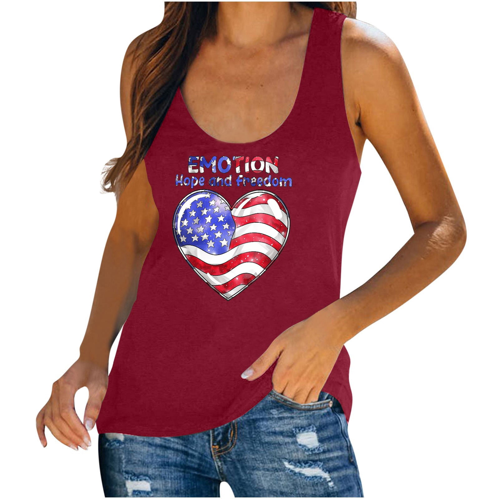 Débardeur Femme Américain Drapeau USA - Rouge Blanc Bleu - Taille S Occasion