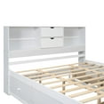 thumbnail image 6 of Queen Size Wood Platform Bed Frame with Storage Bookcase Headboard, Pine Wood Platform Storage Bed with 8 Drawers, No Box Spring Needed, Noise Free, White, 6 of 7