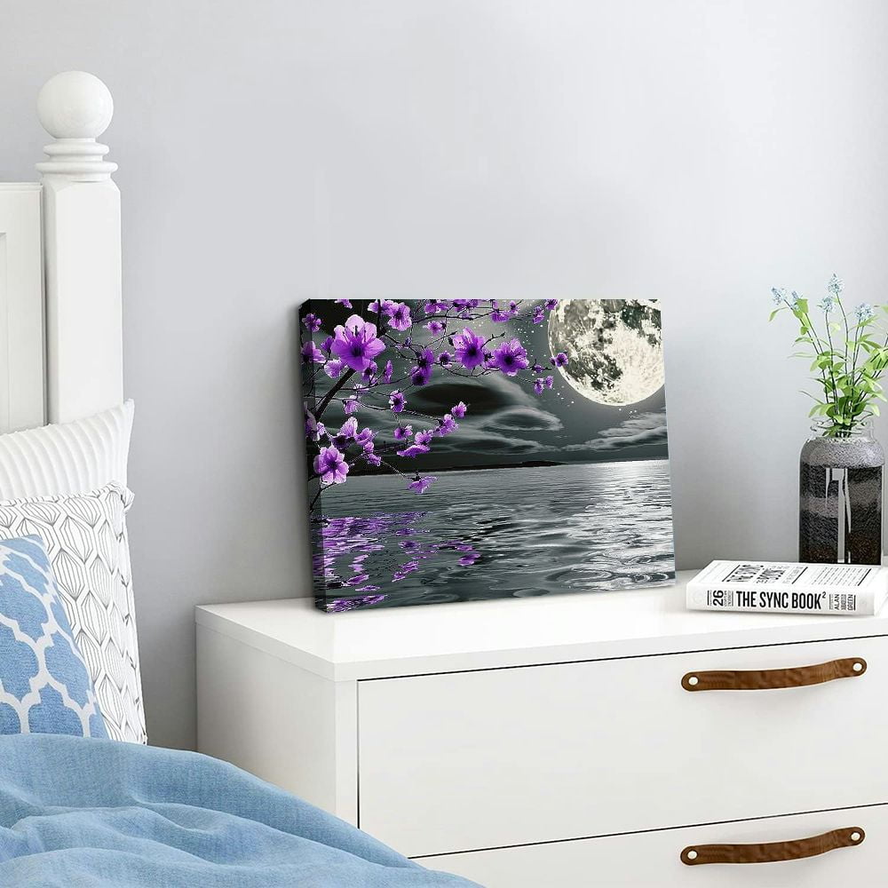JRXY Purple Wall Art Decor for Living Room Bedroom Framed