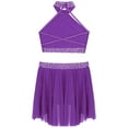 thumbnail image 4 of Linjinx Lyrical Dance Dress for Girls Ballroom Outfit Modern Dance Outfits Crop Top with Skirt Set Purple 6, 4 of 6