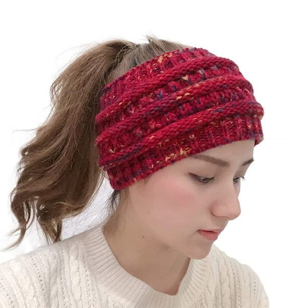 Bandeau hiver pour cheveux, forme large, headband, en laine rose