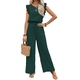 thumbnail image 2 of para Mujer, Verano 2025, Mangas con Volantes, Cuello Cuadrado, Mono con Cordón y Bolsillos, Verde XL, 2 of 10