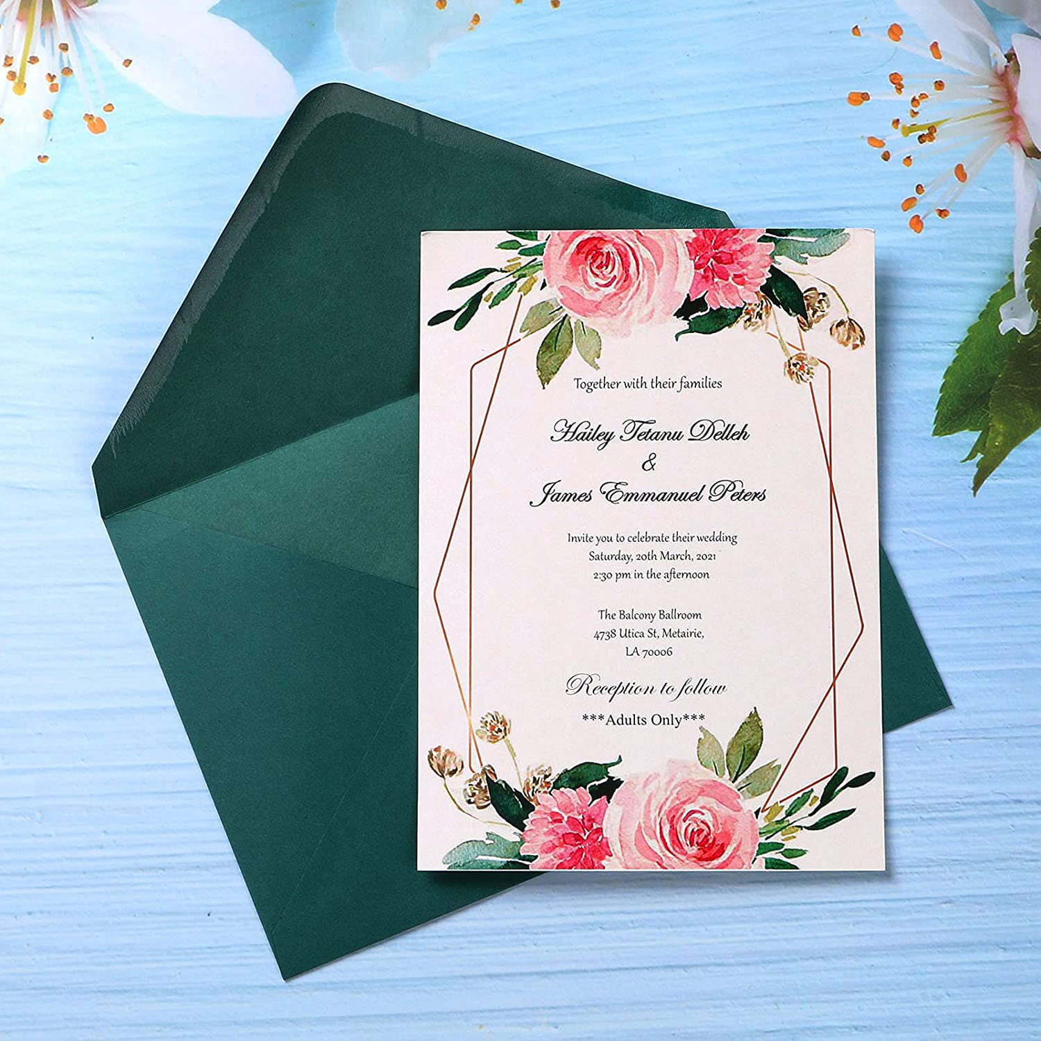 25 Party Invites with Envelopes - Double Sided Formal Invitations - B15212
