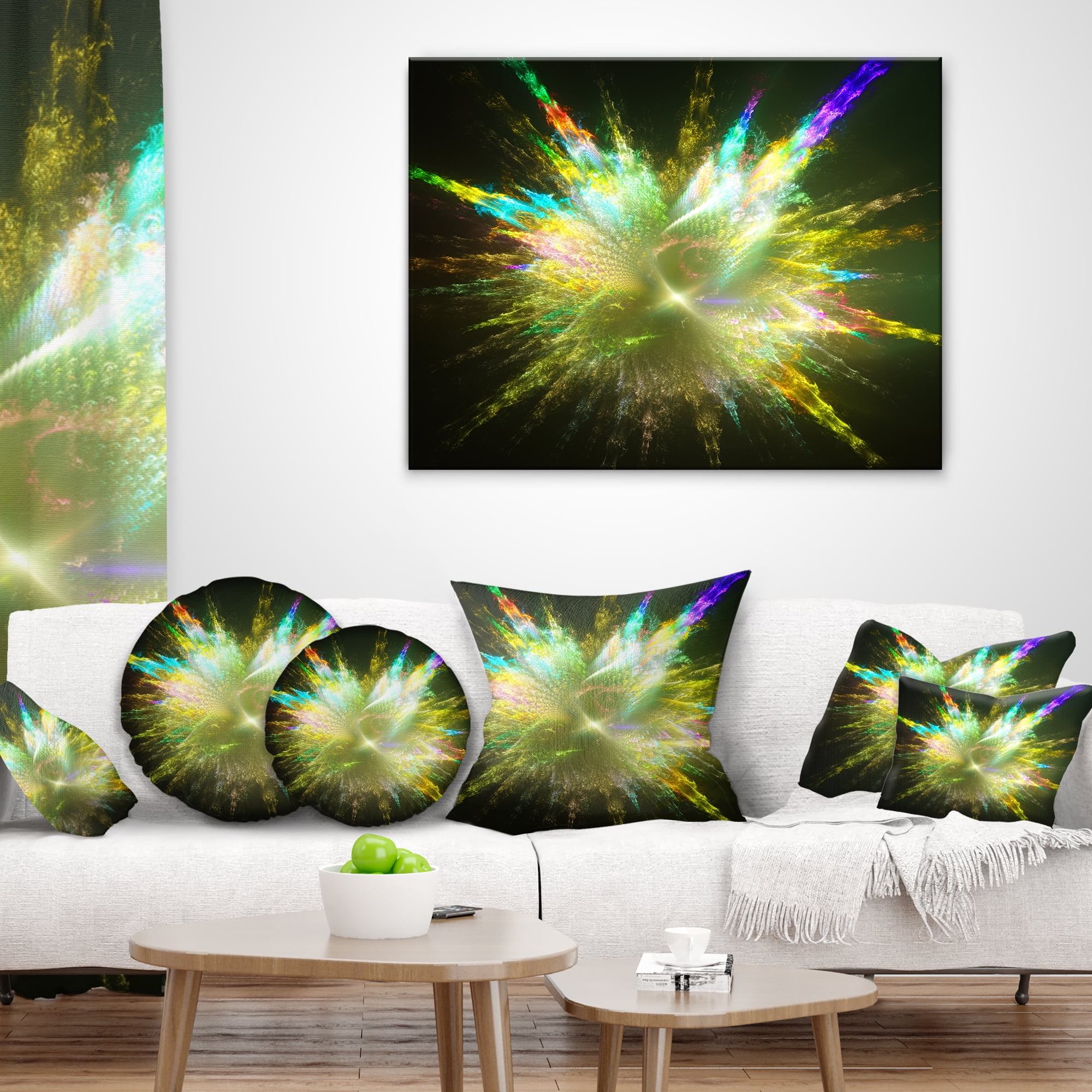 Designart Fractal Explosion of Paint Drops - Abstract Throw Pillow - 18x18