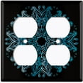 thumbnail image 3 of Metal Light Switch Plate Cover Teal Black Mandala Circle Tile Pattern MDL007, 3 of 13