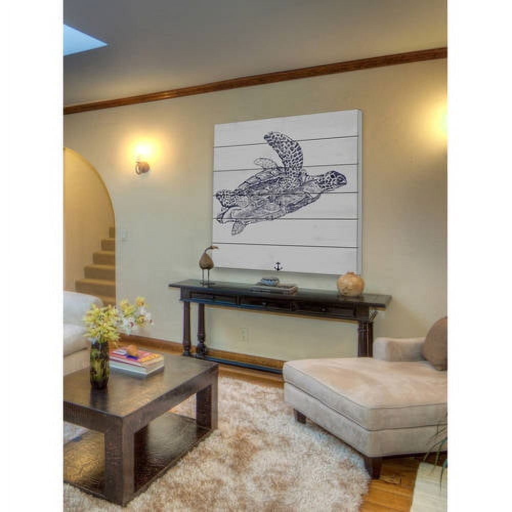 Marmont Hill "Blue Turtle" Painting Print on White Wood