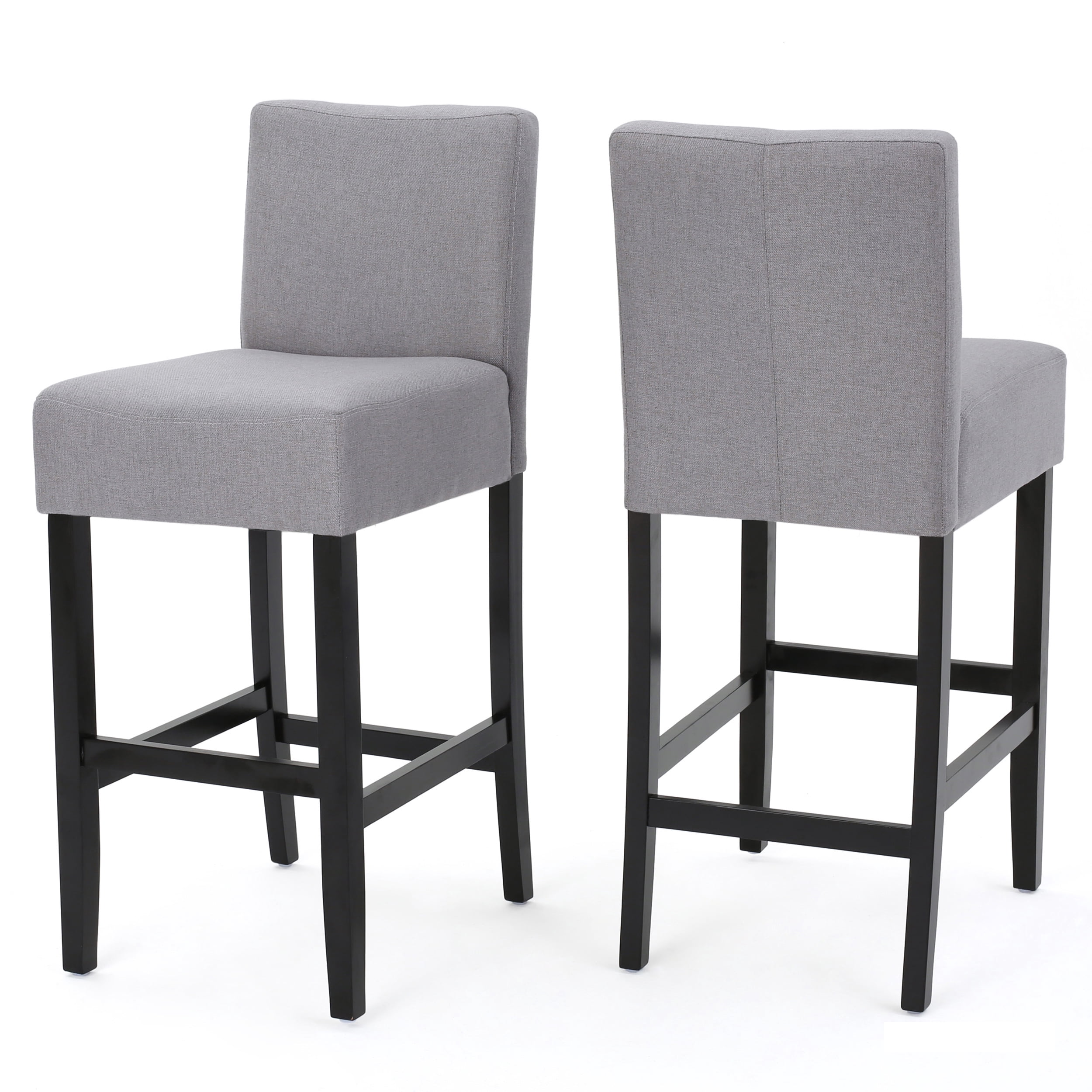 Noble House Lindsey Modern Contemporary 29.5" Fabric Bar Stools, Set of 2, Light Grey