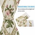 thumbnail image 4 of Boho Pink Floral Door Curtains for Door Window, French Sidelight Front Back Door Curtains With Tieback, Spring Vintage Flower Green Leaf Kitchen Rod Pocket Drapes Panel, 25"x72", 4 of 5