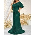 thumbnail image 2 of Women Short Sleeve Sequin Formal Dress 1920s Plus Size Cocktail Wedding Guest Dresses Maxi Evening Gown, 2 of 5