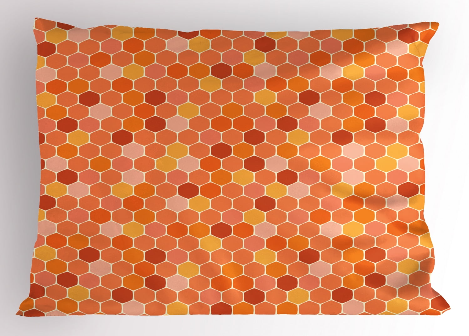 Bee Pillow Sham Pixel Inspired Hexagon Texture with Gradient
