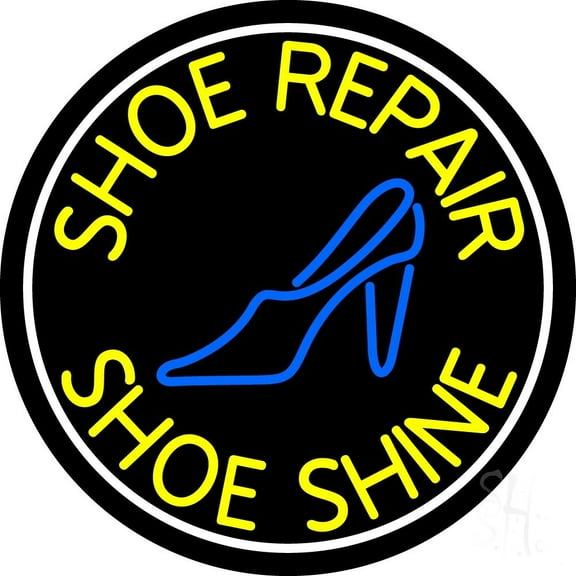 Shoe Repair Shoe Shine LED Neon Sign 26 x 26 - inches, Black Square Cut Acrylic Backing, with Dimmer - Bright and Premium built indoor LED Neon Sign for store interior Décor, Storefront.