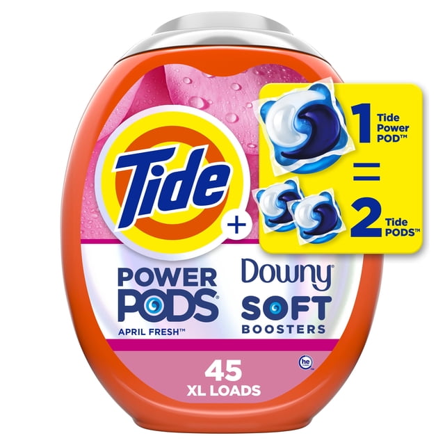 Detergente para ropa Tide Power Pods 2 en 1 con Downy 45 unidades