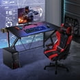 thumbnail image 3 of Gymax K-Shaped Computer Gaming Desk 45"Racing Desk w/Cup Headphone Holder & Game Storage, 3 of 10