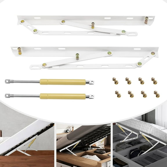 2pcs Screw-In Pneumatic Storage Bed Lift White Mechanism Heavy Duty Gas Spring Bed Lift Kit