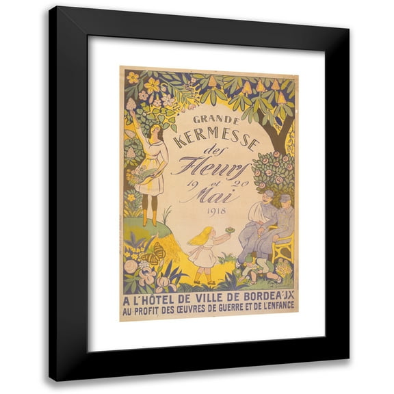 A. Guindet 11x14 Black Modern Framed Museum Art Print Titled - Large Kermesse Des Fleurs 19 and 20 May 1918 (1918)